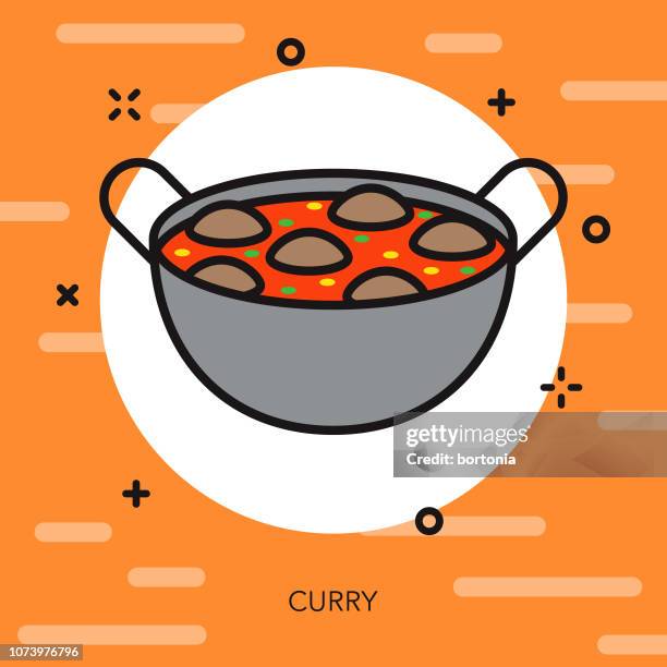 curry thin line india icon - butter chicken stock illustrations