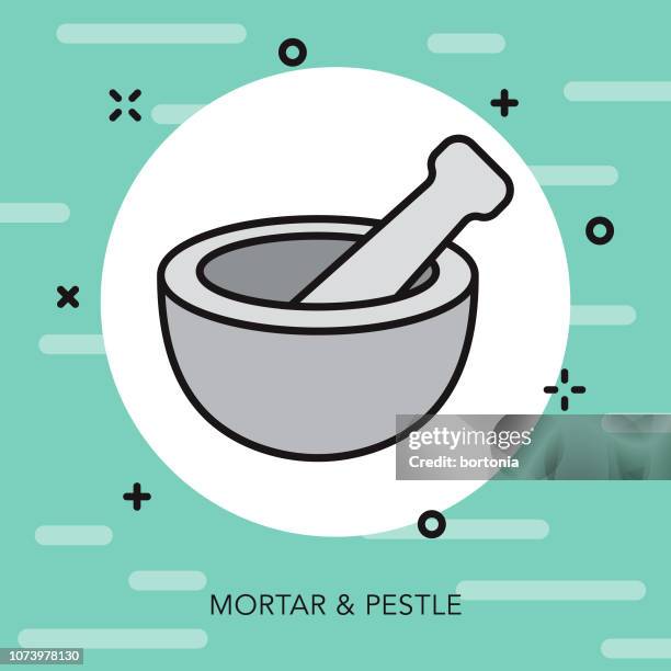 mortar & pestle thin line kitchen tools icon - grinding stock illustrations
