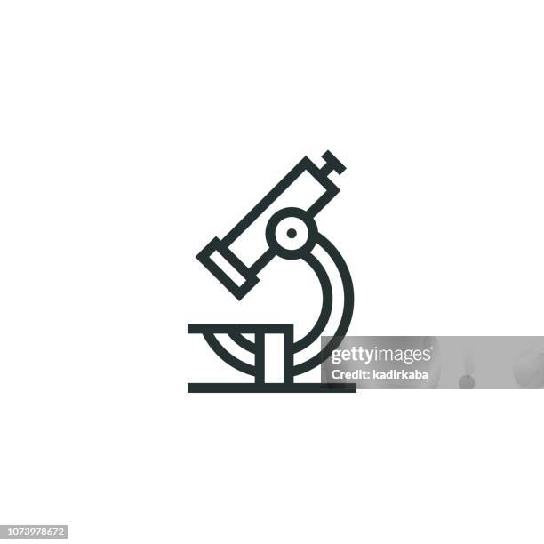 mikroskop-linie-symbol - biochemistry stock-grafiken, -clipart, -cartoons und -symbole