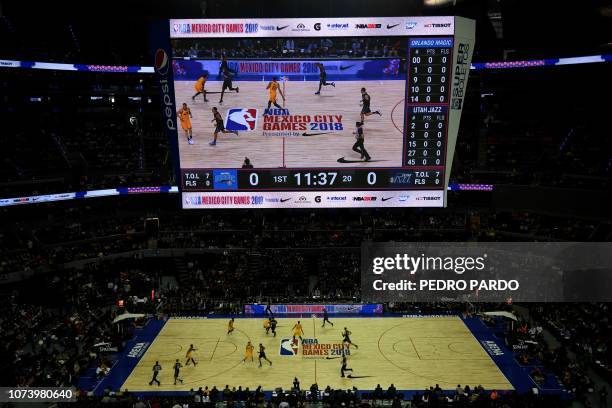 General view during the players during an NBA Global Games match between Orlando Magic and Utah Jazz at the Mexico City Arena, on December 14 in...