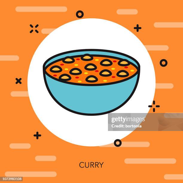 curry thin line india icon - butter chicken stock illustrations