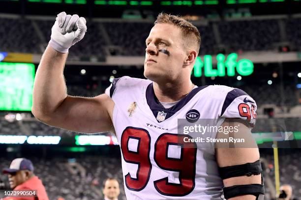 Watt of the Houston Texans celebrates his team's win over the New York Jets at MetLife Stadium on December 15, 2018 in East Rutherford, New Jersey....