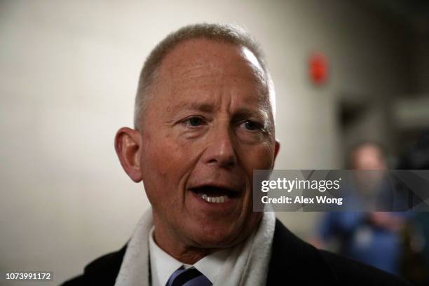 Rep.-elect Jeff Van Drew speaks to members of the media outside a closed House Democrats organizational meeting at Longworth House Office Building...