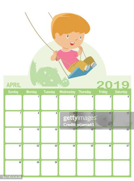 april 2019 calendar - porch swing stock illustrations
