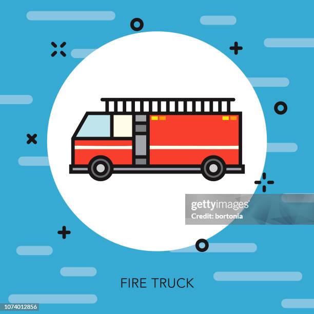 fire engine thin line transportation icon - fire engine stock illustrations