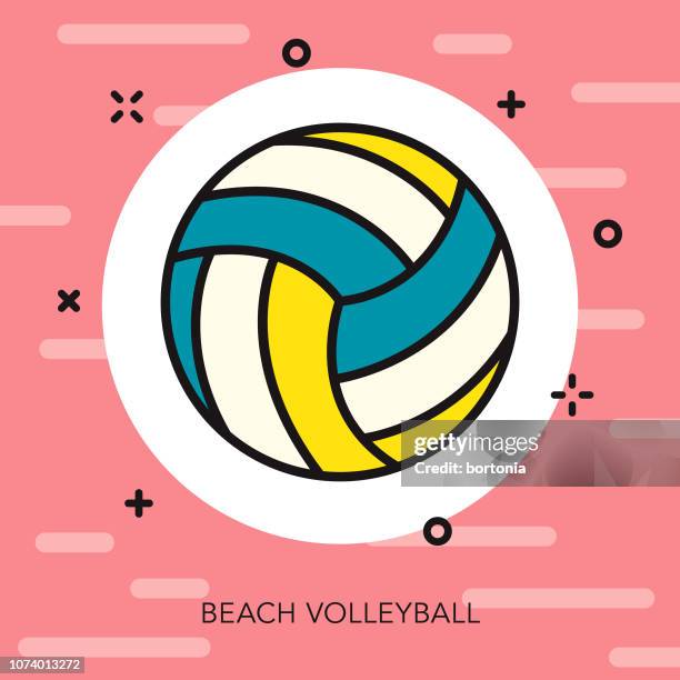 beach volleyball thin line summer icon - beach volleyball stock illustrations