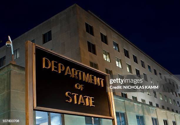 The US State Department is seen on November 29, 2010 in Washington, DC. Top US diplomat Hillary Clinton accused WikiLeaks of an "attack" on the...