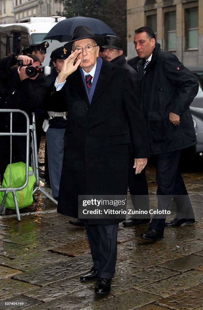 Italian President Giorgio Napolitano Visits The Pinacoteca Di Brera