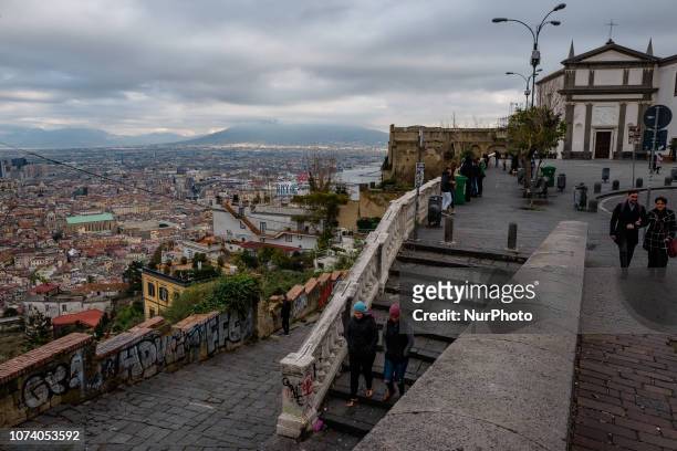 Walk through the streets of Naples from San Gregorio Armeno to the Quartieri Spagnoli, to the Vomero, on 15 December 2018 to the fish market, to the...
