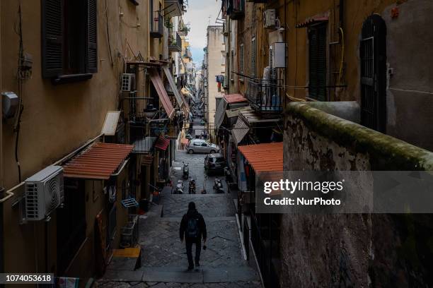 Walk through the streets of Naples from San Gregorio Armeno to the Quartieri Spagnoli, to the Vomero, on 15 December 2018 to the fish market, to the...