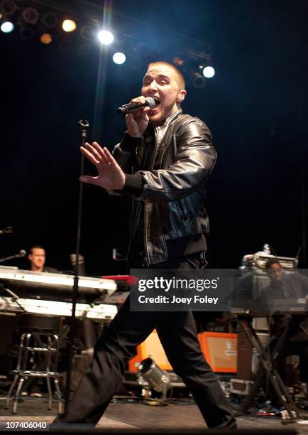 Mike Posner performs onstage during the 2010 WNCI Jingle Ball at the Lifestyle Communities Pavilion on December 7, 2010 in Columbus, Ohio.