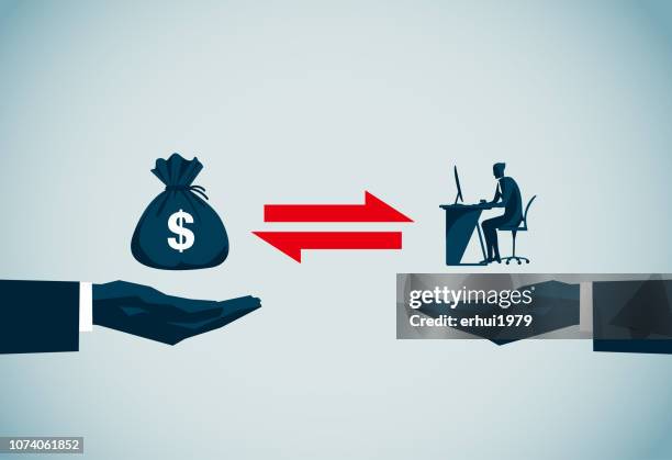 ilustraciones, imágenes clip art, dibujos animados e iconos de stock de trabajo - money slave