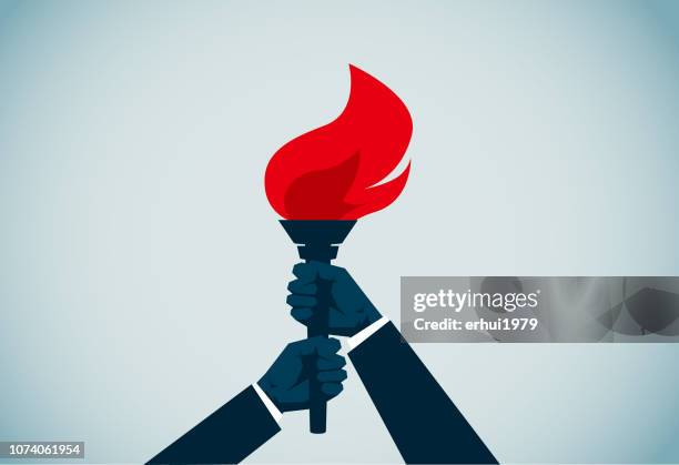 illustrazioni stock, clip art, cartoni animati e icone di tendenza di torcia fiammeggiante - fiaccola