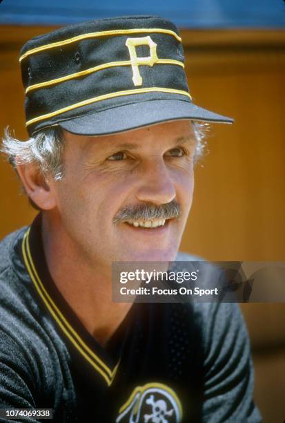 Manager Jim Leyland of the Pittsburgh Pirates looks on prior to the start of an Major League Baseball game against the New York Mets circa 1986 at...