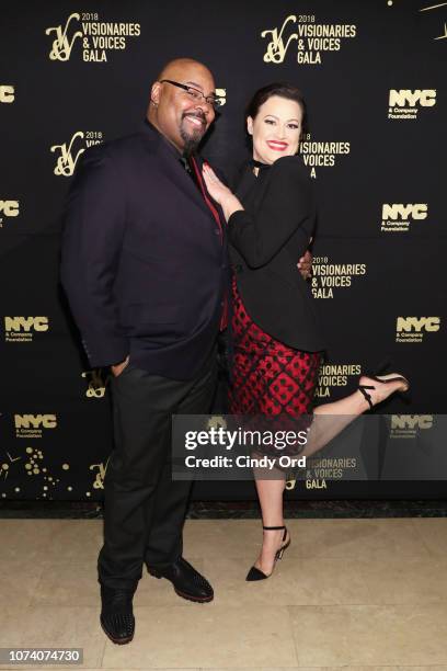 Actors James Monroe Iglehart and Ashley Brown attend the NYC & Company Foundation Visionaries & Voices Gala 2018 at The Plaza on November 28, 2018 in...