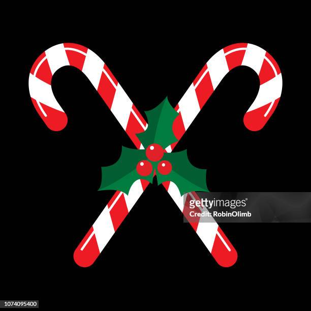 candy cane holly icon - candy cane stock illustrations