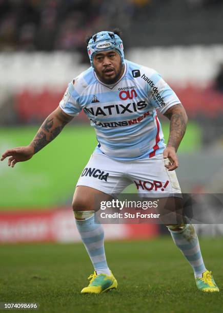 Racing hooker Ole Avei in action during the Champions Cup match between Leicester Tigers and Racing 92 at Welford Road Stadium on December 16, 2018...