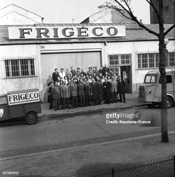 Photographic Report About Frigeco Refrigerator Factory In Parisian District The Factory Staff In 1955.