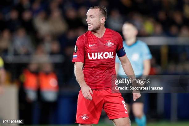 Denis Glushakov of Spartak Moscow during the UEFA Europa League match between Villarreal v Spartak Moscow at the Estadio de la Ceramica on December...