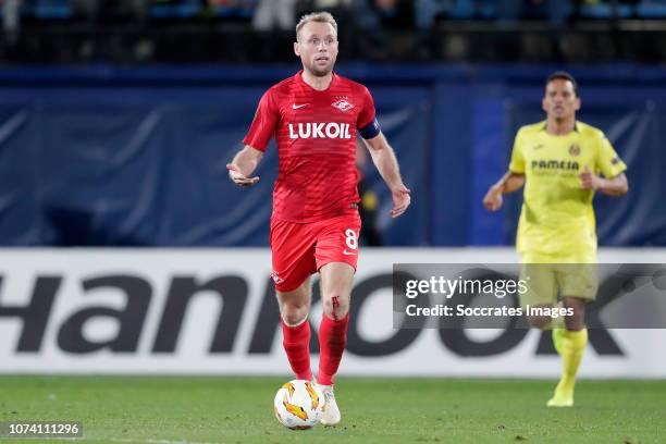 Denis Glushakov of Spartak Moscow during the UEFA Europa League match between Villarreal v Spartak Moscow at the Estadio de la Ceramica on December...