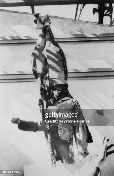 Mussolini S Corpse Hanged At Piazzale Loretto After His Execution In Milan In 1945.