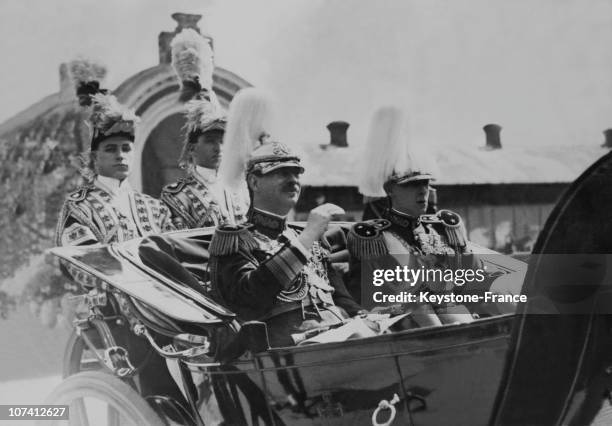 King Carol And Prince Nicolas During 10Th May Parade In Bucharest In Romania.