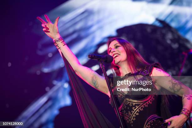 Floor Jansen of the Finnish symphonic metal band Nightwish performing live at Mediolanum Forum in Assago, Milan, Italy, on 4 December 2018.