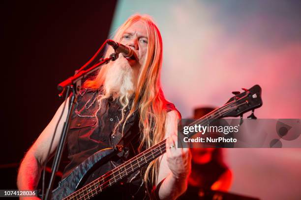 Marco Hietala of the Finnish symphonic metal band Nightwish performing live at Mediolanum Forum in Assago, Milan, Italy, on 4 December 2018.