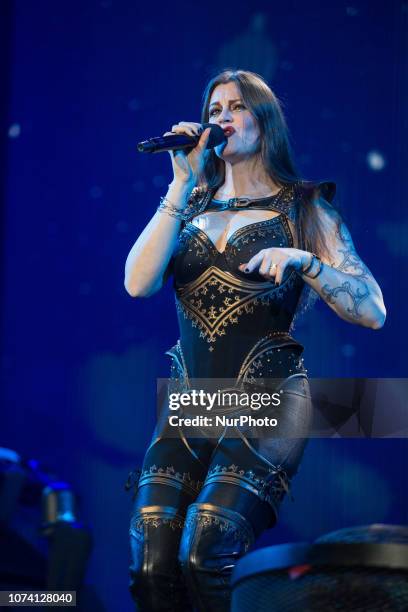 Floor Jansen of the Finnish symphonic metal band Nightwish performing live at Mediolanum Forum in Assago, Milan, Italy, on 4 December 2018.