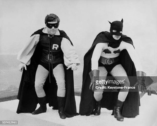 Batman And Robin On The Roof Of Hilton Hotel In London On January 1966