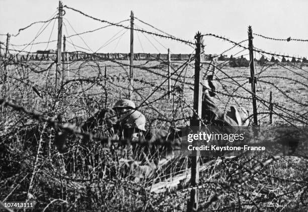 German Soldiers Cutting Enemy Barbed Wires On January 1940 During World War Ii