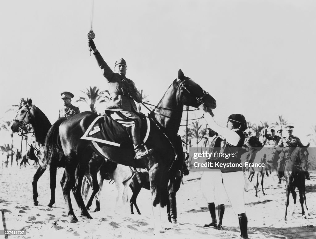 Mussolini Receiving The Islam Sword At Tripoli In Lybia On March 1937.