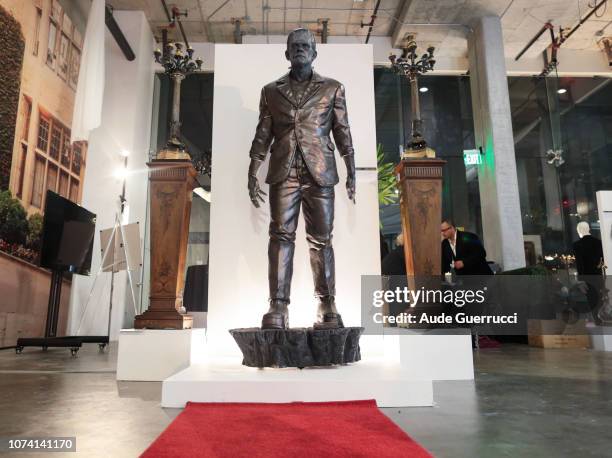 Frankenstein statue and other items owned by late Playboy publisher Hugh Hefner are displayed during the VIP Reception for "Property From The...