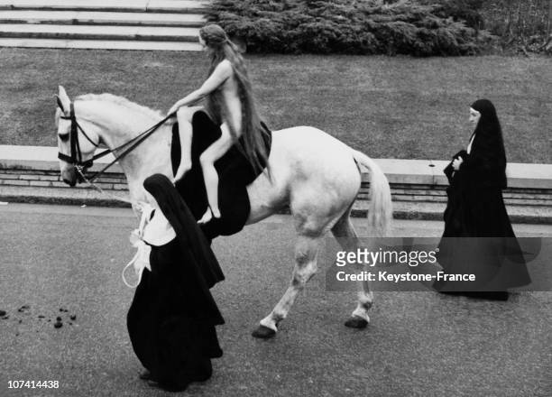 Pageant British Festival, Lady Godiva On A White Horse In Coventry On June 23Rd 1951