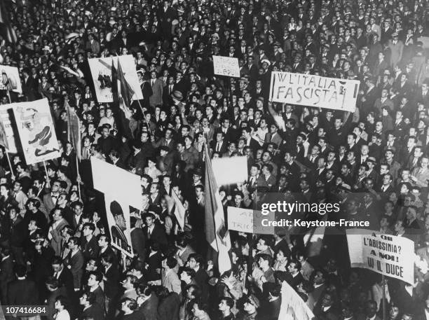 Procession Of Young Fascists Celebrating The Storming Of The Adoua At Milan In Italy On October 1935