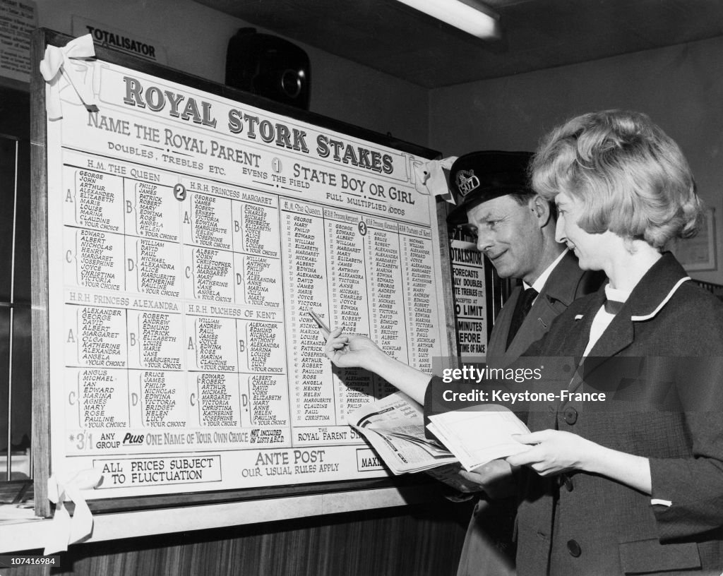 Board With A List Of Suggested Names For The Royal Children In England On February 3Rd 1964