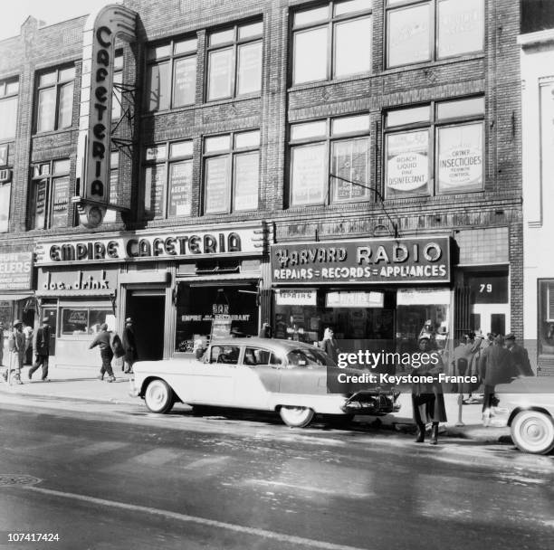 Scene Of Life In Harlem At New York In Usa-North America On 1956