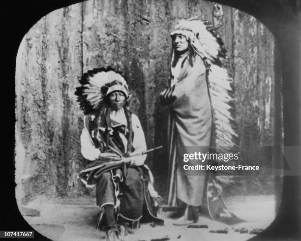 One Of The Print Of American Indians In Their Camps And Reservations From A Unique Collection Of Black And White Lantern Slides In Usa