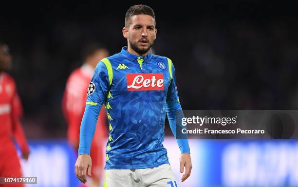 Dries Mertens of SSC Napoli in action during the Group C match of the UEFA Champions League between SSC Napoli and Red Star Belgrade at Stadio San...