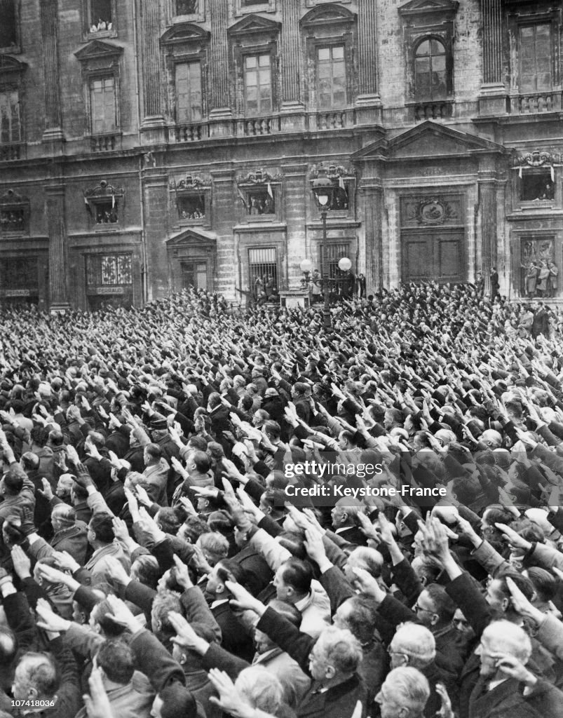 Hitler Salute At Vichy In France During World War Ii