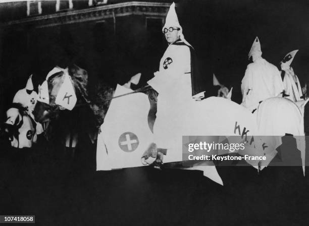 Ku Klux Klan Public Demonstration, Equestrian Parade In Usa On January 1923