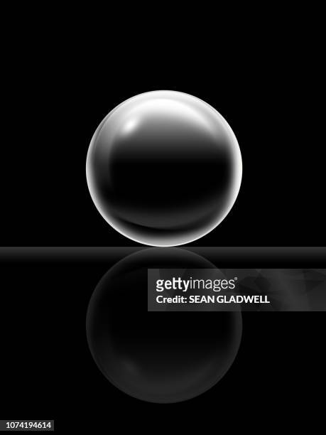 3d black ball illustration - glass circle stockfoto's en -beelden