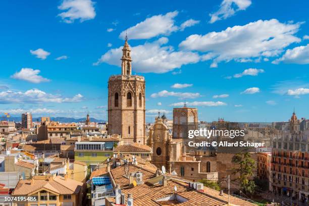 high angle view over skyline of valencia spain - comunidad autonoma de valencia foto e immagini stock