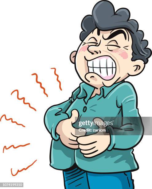 man having stomach ache - digestive problems stock illustrations