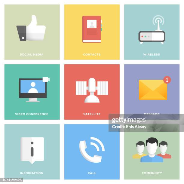 communication icon set - answering machine stock illustrations