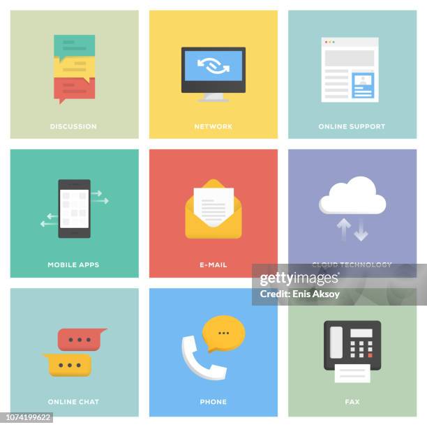 kommunikation-icon-set - anrufbeantworter stock-grafiken, -clipart, -cartoons und -symbole
