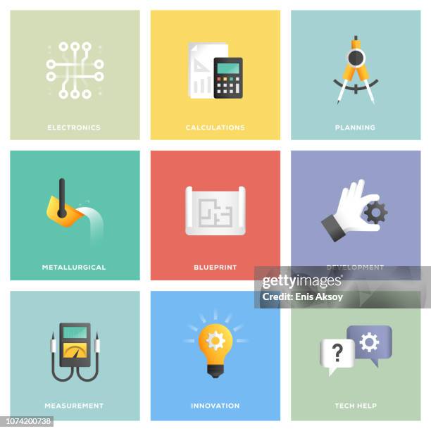 engineering icon set - civil engineer stock illustrations