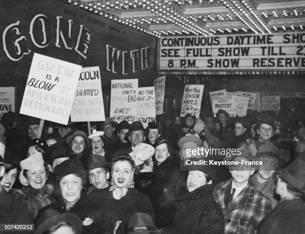 Anti Racist Protest Against The Movie Gone With The Wind At Chicago In Usa On January 1St 1940