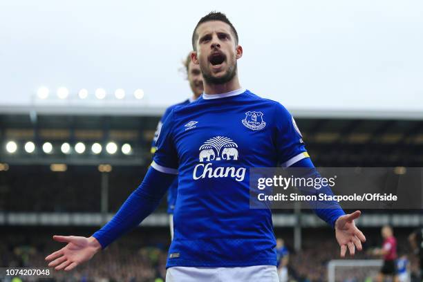 11th March 2017 - Premier League - Everton v West Bromwich Albion - Kevin Mirallas of Everton celebrates after scoring their 1st goal - .