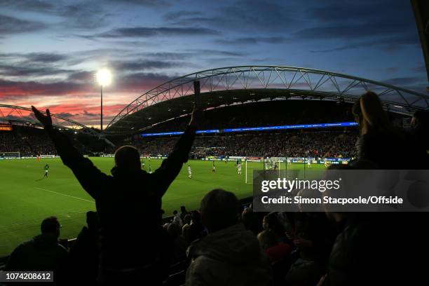 4th November 2017 - Premier League - Huddersfield Town v West Bromwich Albion - A general view of sunset at The John Smith's Stadium - .